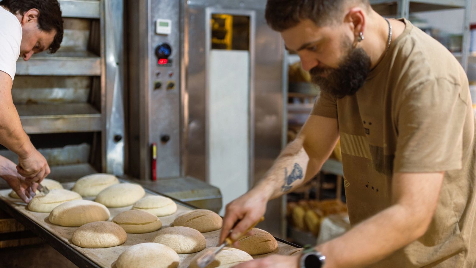 Bakers working in a professional kitchen